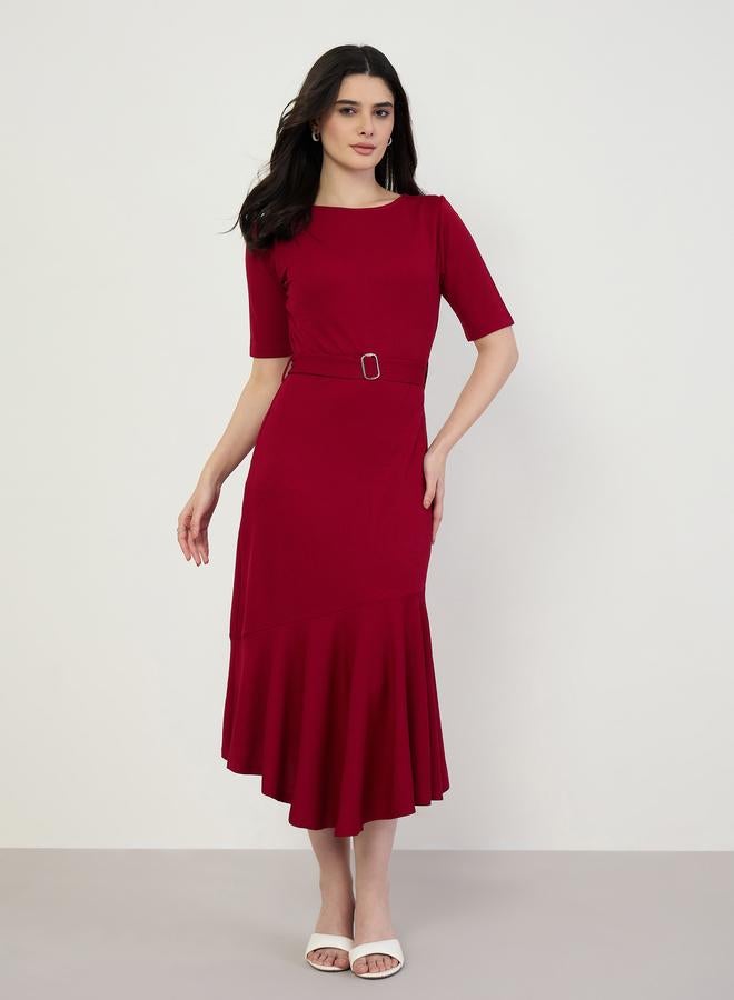 ستايلي فستان ميدي بحافة ذيل السمكة - Image 1